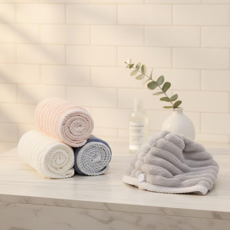 Spa Towel - หมวกคลุมผมแห้งไมโครไฟเบอร์สำหรับผู้หญิง หนาพิเศษ ซึมซับน้ำได้ดีเยี่ยม แห้งเร็ว ผ้าขนหนูคลุมผมสำหรับใช้ในบ้าน เดินทาง