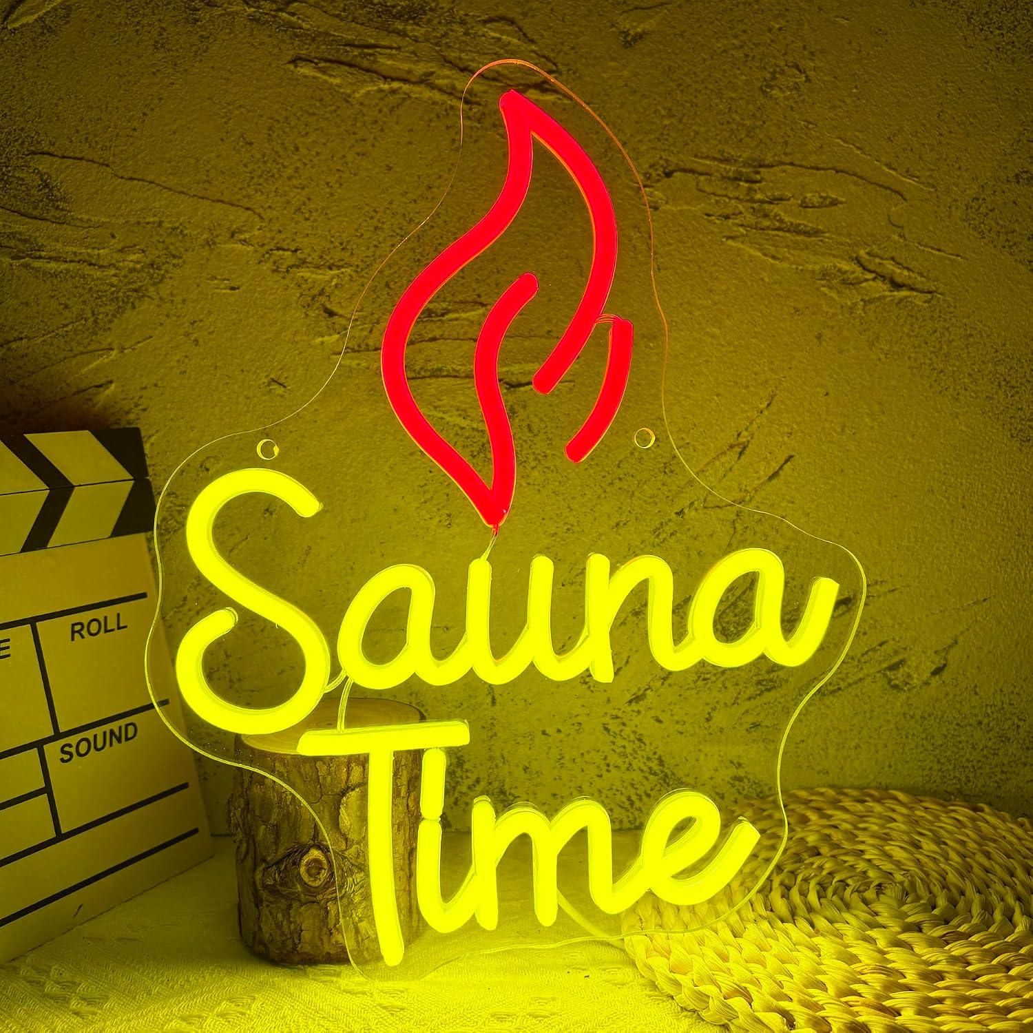Spa Wellness Gym - ป้ายไฟนีออน Sauna Time ไฟ LED แบบ